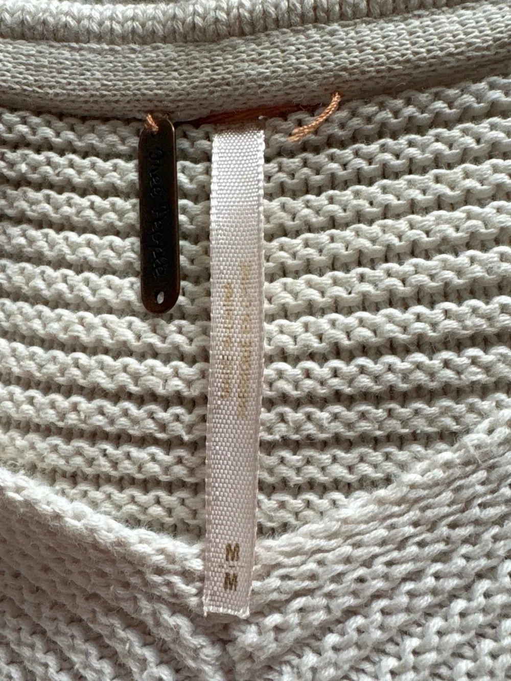 Free People Cream Textured Knit Sweater